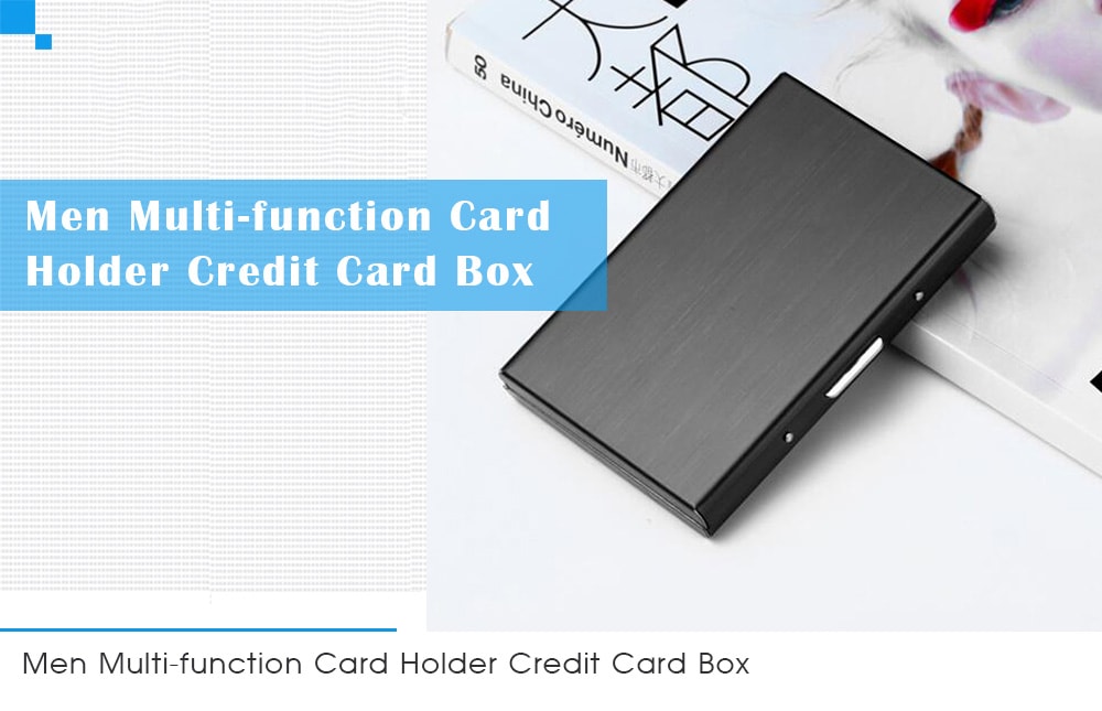 Men Multi-function Card Holder Credit Card Box- Black Men Multi-function Card Holder Credit Card Box- Black