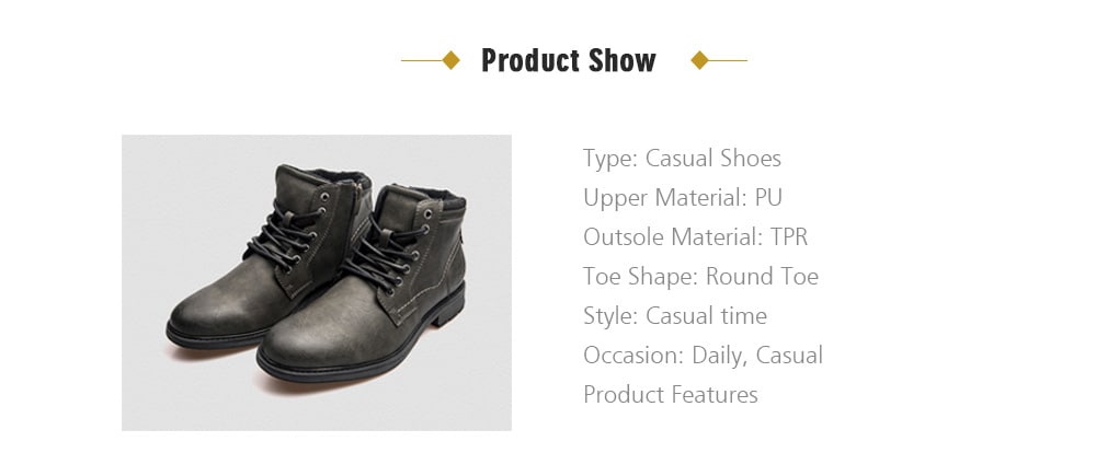 XPER Warm Comfortable Leisure Lace-up Casual Shoes for Men- Ash Gray EU 42 XPER Warm Comfortable Leisure Lace-up Casual Shoes for Men- Ash Gray EU 42