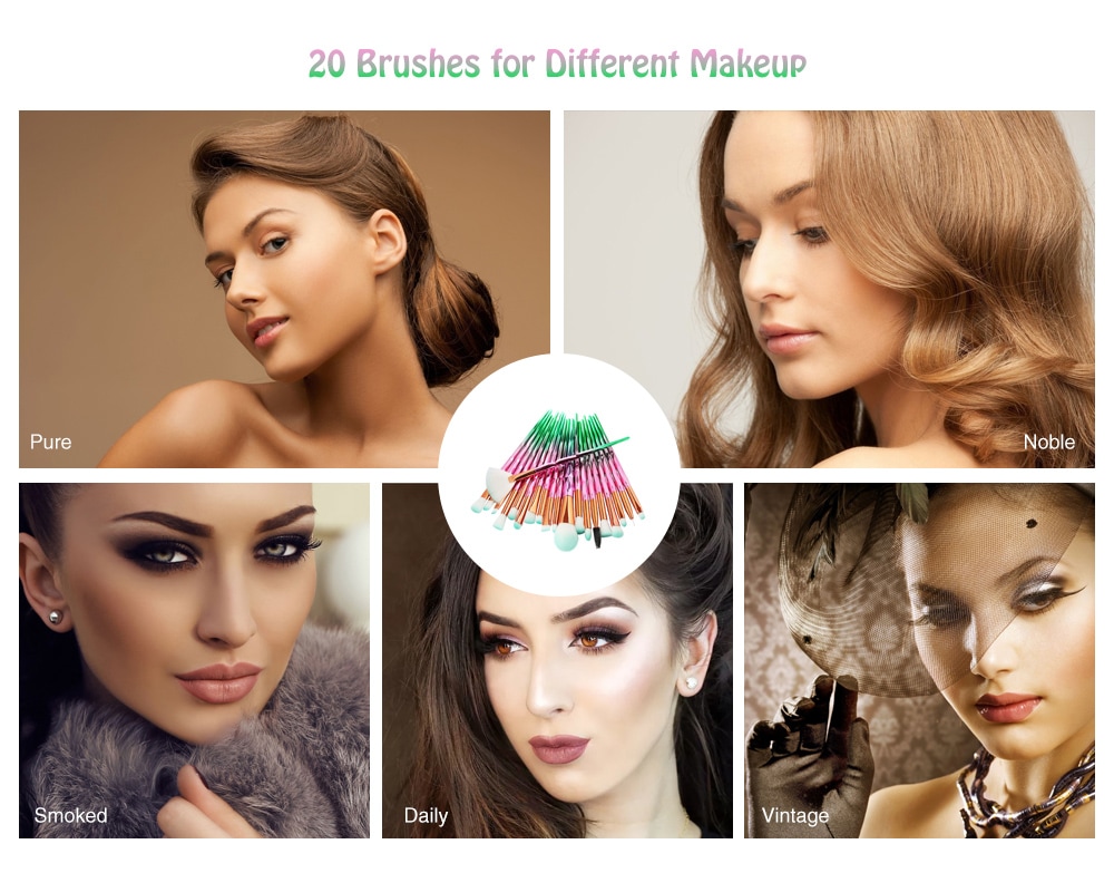 MAANGE 5527 Ultra Soft Synthetic Fiber Hair Makeup Brush 20pcs- Celeste MAANGE 5527 Ultra Soft Synthetic Fiber Hair Makeup Brush 20pcs- Celeste