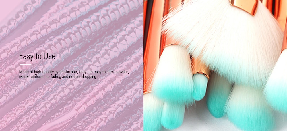 15Pcs Two Tone Mermaid Facial Makeup Brushes- Pinkish Blue 15Pcs Two Tone Mermaid Facial Makeup Brushes- Pinkish Blue