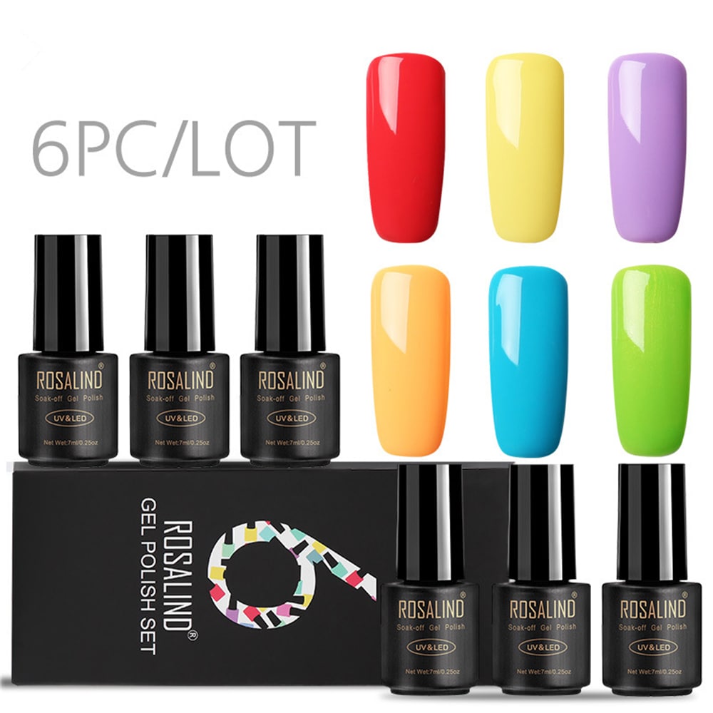 6PCS/LOT 7ML Nail Gel Polish Vernis Semi Permanent Pure Colors Lacquer- #001 6PCS/LOT 7ML Nail Gel Polish Vernis Semi Permanent Pure Colors Lacquer- #001