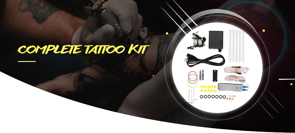 PX110001 Complete Tattoo Kit Equipment Machine Needles Power Supply Gun Set- Black Two Pin US Plug PX110001 Complete Tattoo Kit Equipment Machine Needles Power Supply Gun Set- Black Two Pin US Plug