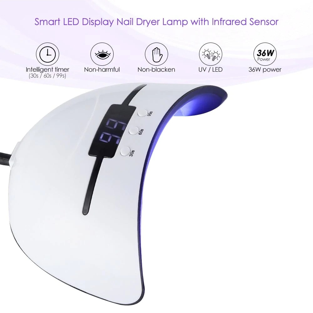 Phototherapy Machine Smart Induction LED Nail Dryer- White Phototherapy Machine Smart Induction LED Nail Dryer- White