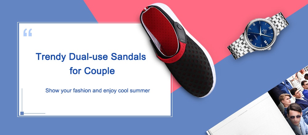 Trendy Summer Breathable Dual-use Anti-slip Slippers Sandals for Couple- Deep Sky Blue 46 Trendy Summer Breathable Dual-use Anti-slip Slippers Sandals for Couple- Deep Sky Blue 46