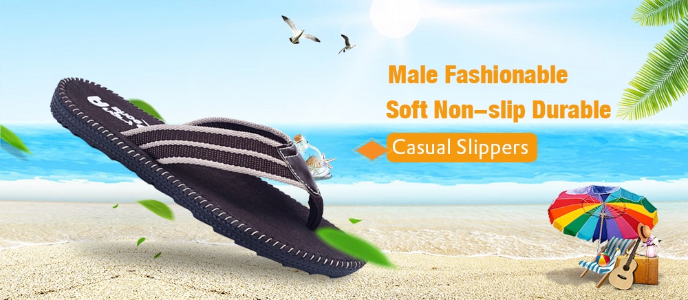 Male Fashionable Soft Non-slip Durable Casual Slippers- Black EU 45 Male Fashionable Soft Non-slip Durable Casual Slippers- Black EU 45