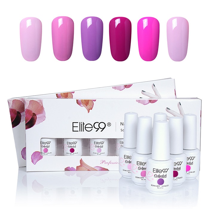 6 Colors UV LED Soak Off Elite99 Gel Polish Nail Art Set- #01 6 Colors UV LED Soak Off Elite99 Gel Polish Nail Art Set- #01