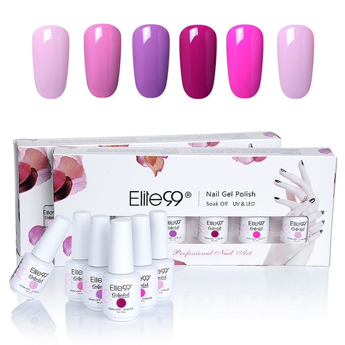 6 Colors UV LED Soak Off Elite99 Gel Polish Nail Art Set- #01 6 Colors UV LED Soak Off Elite99 Gel Polish Nail Art Set- #01