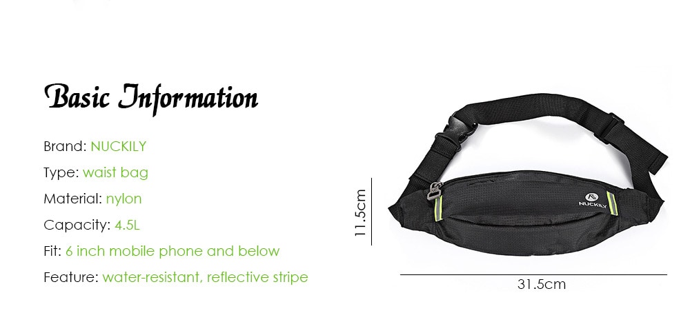 NUCKILY Water-resistant Nylon 4.5L Sports Waist Bag for 6 inch Mobile Phone- Rose Red NUCKILY Water-resistant Nylon 4.5L Sports Waist Bag for 6 inch Mobile Phone- Rose Red