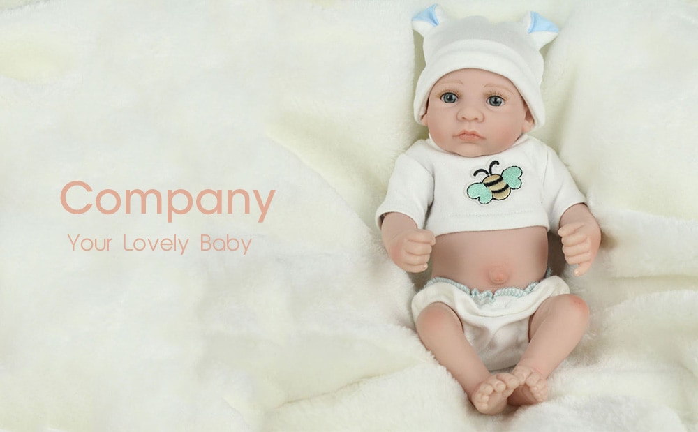 Reborn Doll Emulational Baby Silicone Toy for Pretend Play Birthday Gift- White Reborn Doll Emulational Baby Silicone Toy for Pretend Play Birthday Gift- White
