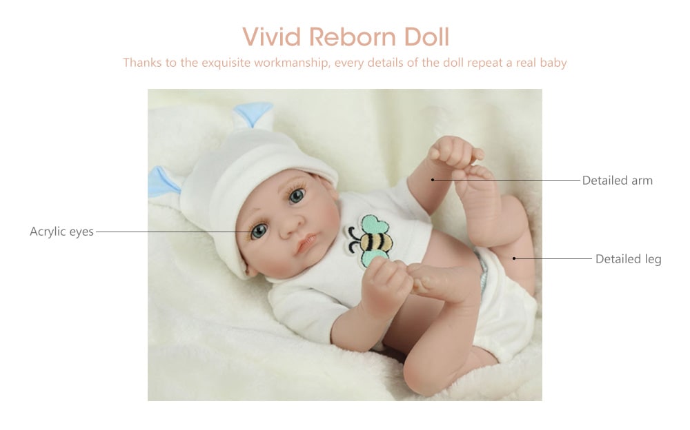 Reborn Doll Emulational Baby Silicone Toy for Pretend Play Birthday Gift- White Reborn Doll Emulational Baby Silicone Toy for Pretend Play Birthday Gift- White