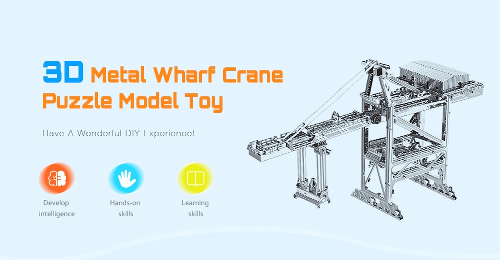 3D Metal Jigsaw Puzzle Model Toy Wharf Crane- Silver 3D Metal Jigsaw Puzzle Model Toy Wharf Crane- Silver