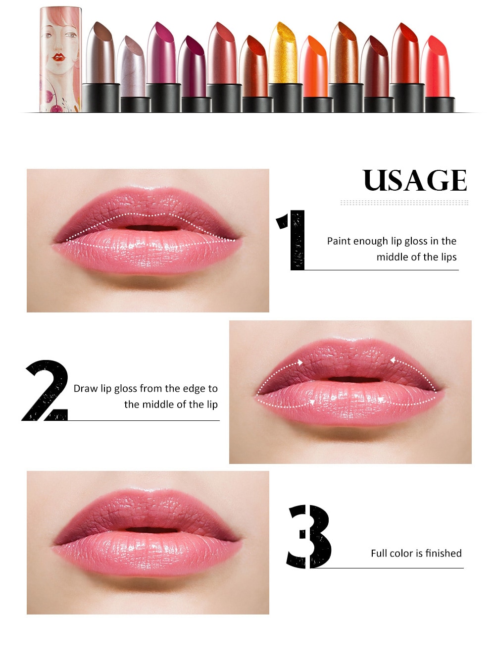 huamianli Glossy Lasting Moisturizing Makeup Shimmer Pearl Lipstick Lip Balm- #02 huamianli Glossy Lasting Moisturizing Makeup Shimmer Pearl Lipstick Lip Balm- #02