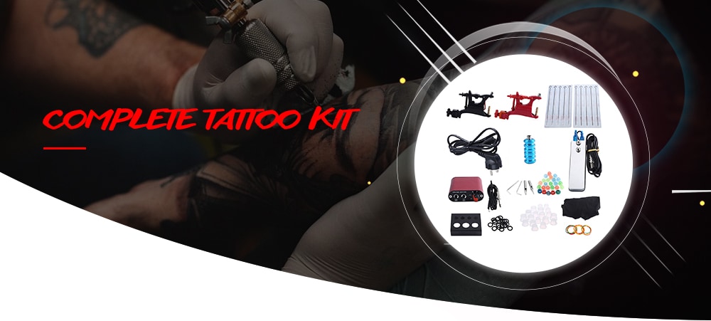 Professional Complete Tattoo Kit with 2 Rotary Motor Machine Guns Power Supply Foot Pedal- Multi Professional Complete Tattoo Kit with 2 Rotary Motor Machine Guns Power Supply Foot Pedal- Multi