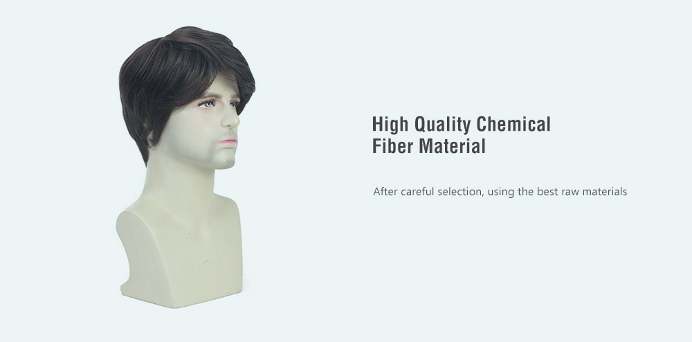 MAGICGIRL 1943 - SS137 Men High-temperature Silk Fiber Partial Oblique Bangs Short Curly Hair Wig- Brown MAGICGIRL 1943 - SS137 Men High-temperature Silk Fiber Partial Oblique Bangs Short Curly Hair Wig- Brown