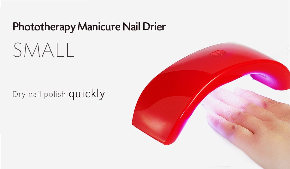 Mini Portable Phototherapy Manicure Nail Drier USB LED Lamp 12W- Red Mini Portable Phototherapy Manicure Nail Drier USB LED Lamp 12W- Red