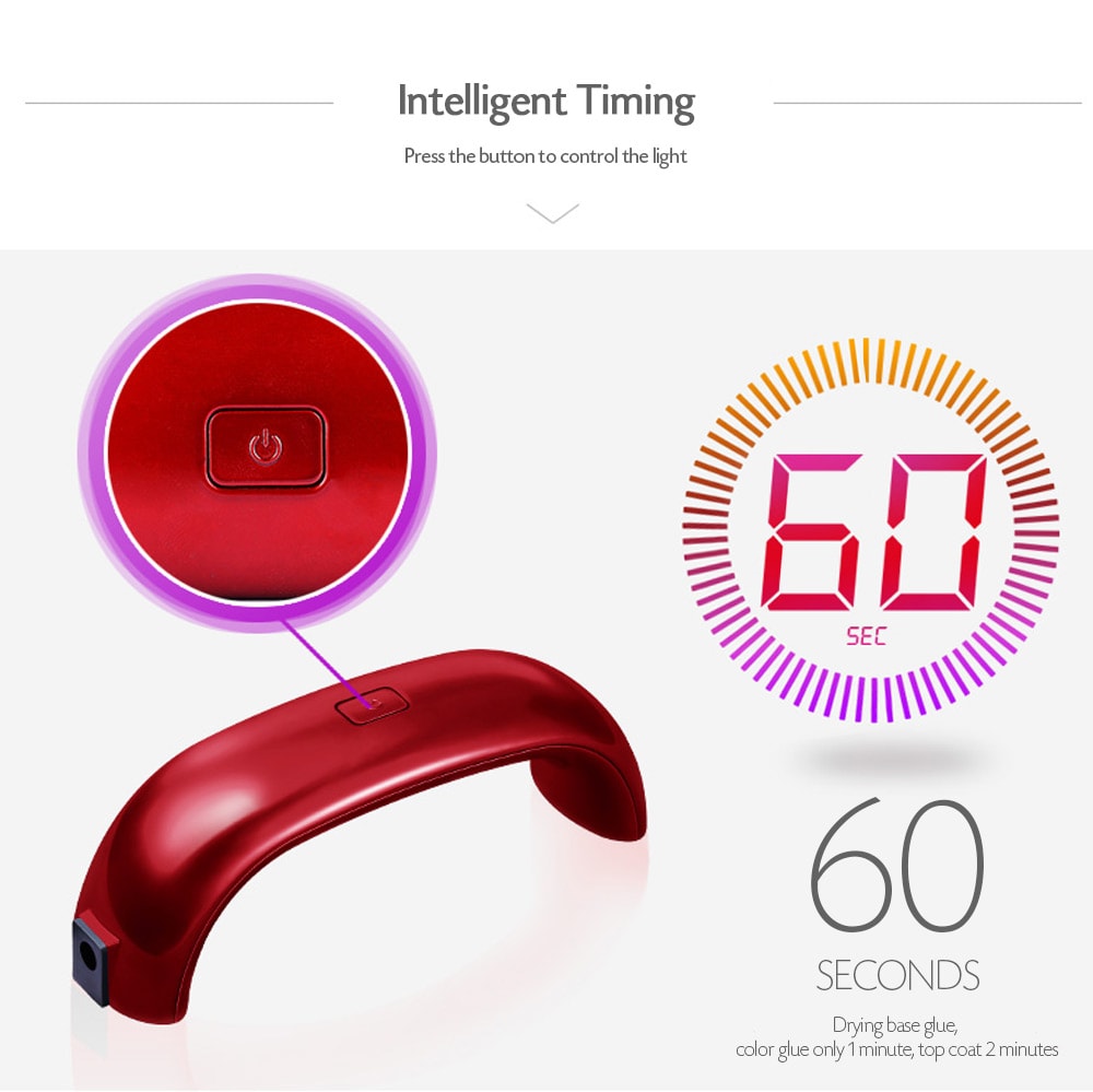 Mini Portable Phototherapy Manicure Nail Drier USB LED Lamp 12W- Red Mini Portable Phototherapy Manicure Nail Drier USB LED Lamp 12W- Red