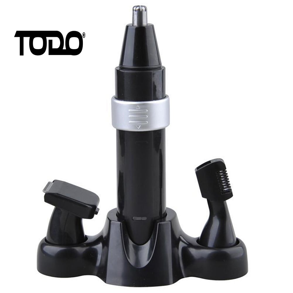 TODO Rechargeable 3 in1 Nose Trimmer Men's Personal Grooming Kit Hair Removal Face Eyebrow Ear Trimmer- Black and Silver TODO Rechargeable 3 in1 Nose Trimmer Men's Personal Grooming Kit Hair Removal Face Eyebrow Ear Trimmer- Black and Silver
