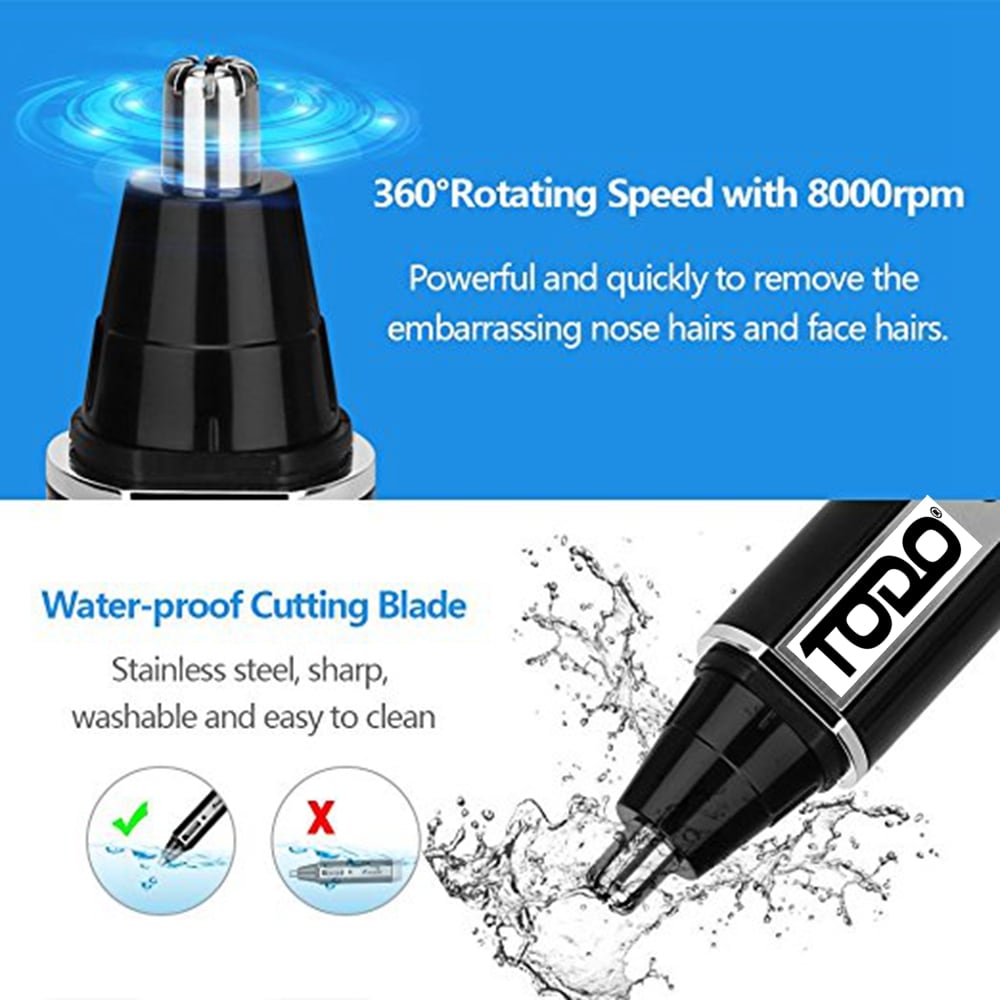 TODO Rechargeable 3 in1 Nose Trimmer Men's Personal Grooming Kit Hair Removal Face Eyebrow Ear Trimmer- Black and Silver TODO Rechargeable 3 in1 Nose Trimmer Men's Personal Grooming Kit Hair Removal Face Eyebrow Ear Trimmer- Black and Silver