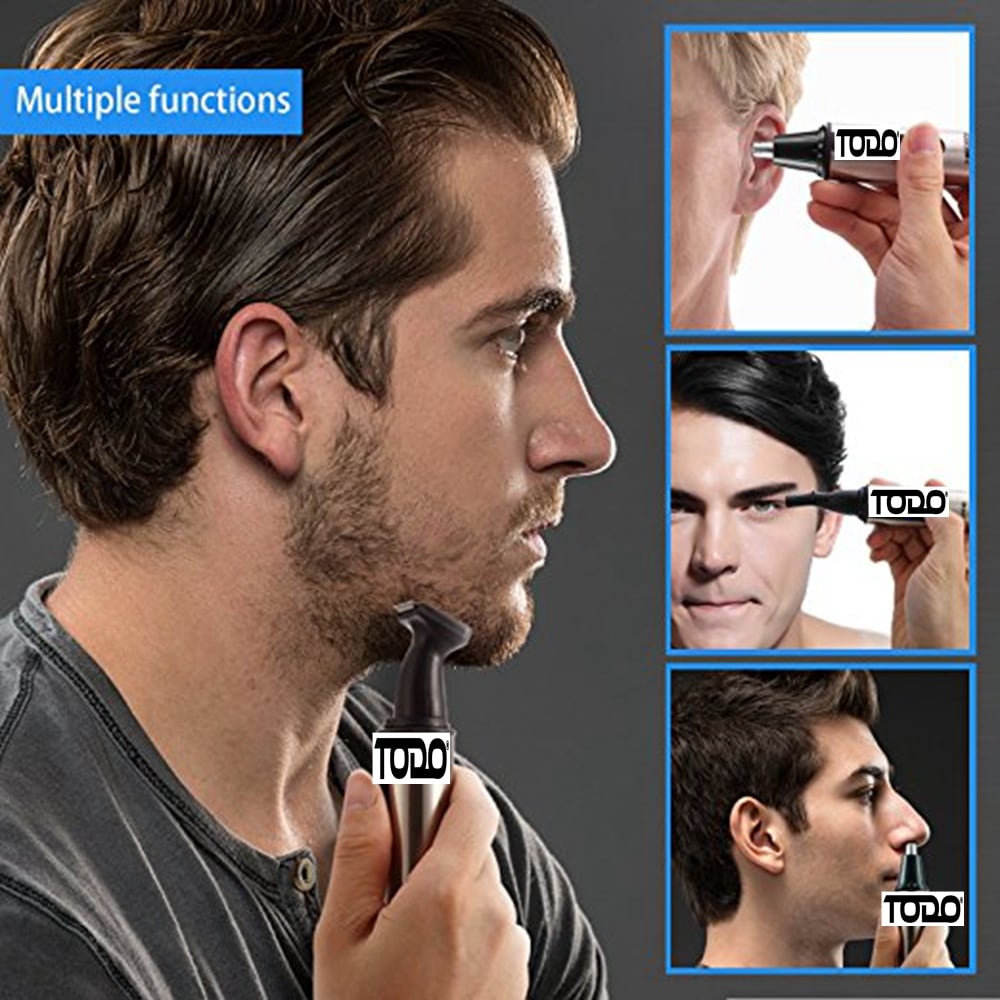 TODO Rechargeable 3 in1 Nose Trimmer Men's Personal Grooming Kit Hair Removal Face Eyebrow Ear Trimmer- Black and Silver TODO Rechargeable 3 in1 Nose Trimmer Men's Personal Grooming Kit Hair Removal Face Eyebrow Ear Trimmer- Black and Silver
