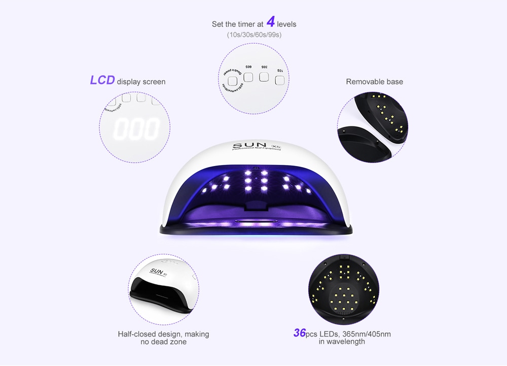 SUN X5 Ultraviolet LEDs Lamp for Gel Nail Polish - White AU Plug SUN X5 Ultraviolet LEDs Lamp for Gel Nail Polish - White AU Plug