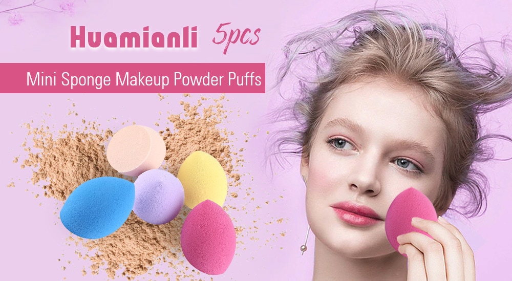 Huamianli 5pcs Foundation Smooth Blender Mixing Sponge Makeup Cosmetics Puff- Colormix Huamianli 5pcs Foundation Smooth Blender Mixing Sponge Makeup Cosmetics Puff- Colormix