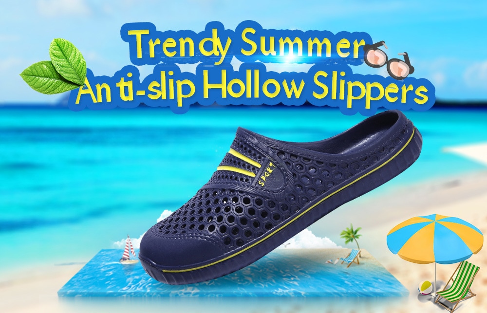 Trendy Summer Anti-slip Hollow Slippers for Men- White 43 Trendy Summer Anti-slip Hollow Slippers for Men- White 43