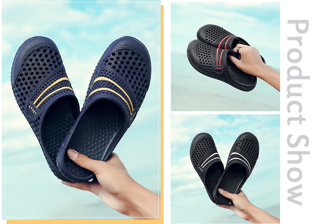 Trendy Summer Anti-slip Hollow Slippers for Men- White 43 Trendy Summer Anti-slip Hollow Slippers for Men- White 43