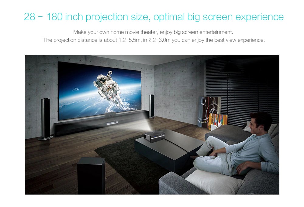 Alfawise A80 2800 Lumens BD1280 Smart Projector Basic Version - Black Alfawise A80 2800 Lumens BD1280 Smart Projector Basic Version - Black