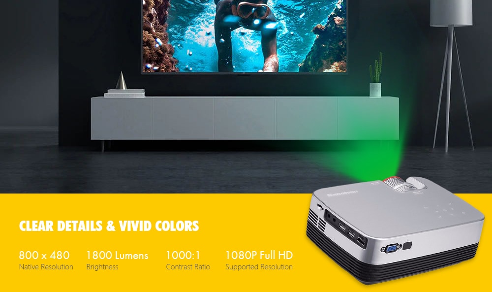 Excelvan Q6 Projector 800*480- Silver EU Plug Excelvan Q6 Projector 800*480- Silver EU Plug