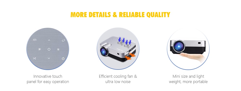 Excelvan Q6 Projector 800*480- Silver EU Plug Excelvan Q6 Projector 800*480- Silver EU Plug