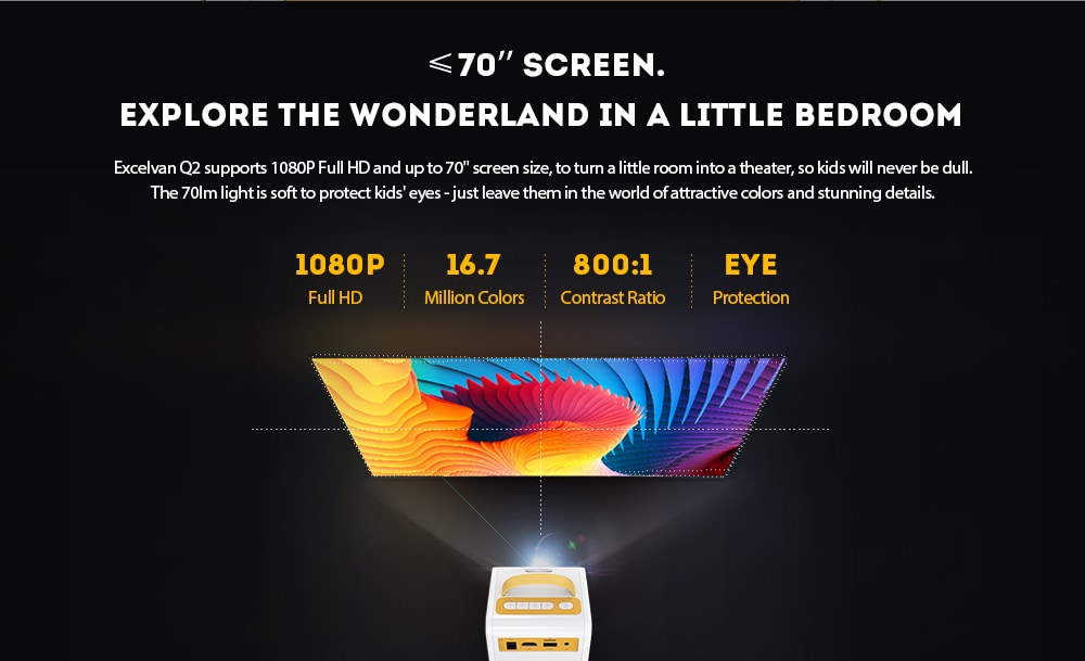 Excelvan Q2 Children's Toy Projector- Yellow UK Plug Excelvan Q2 Children's Toy Projector- Yellow UK Plug