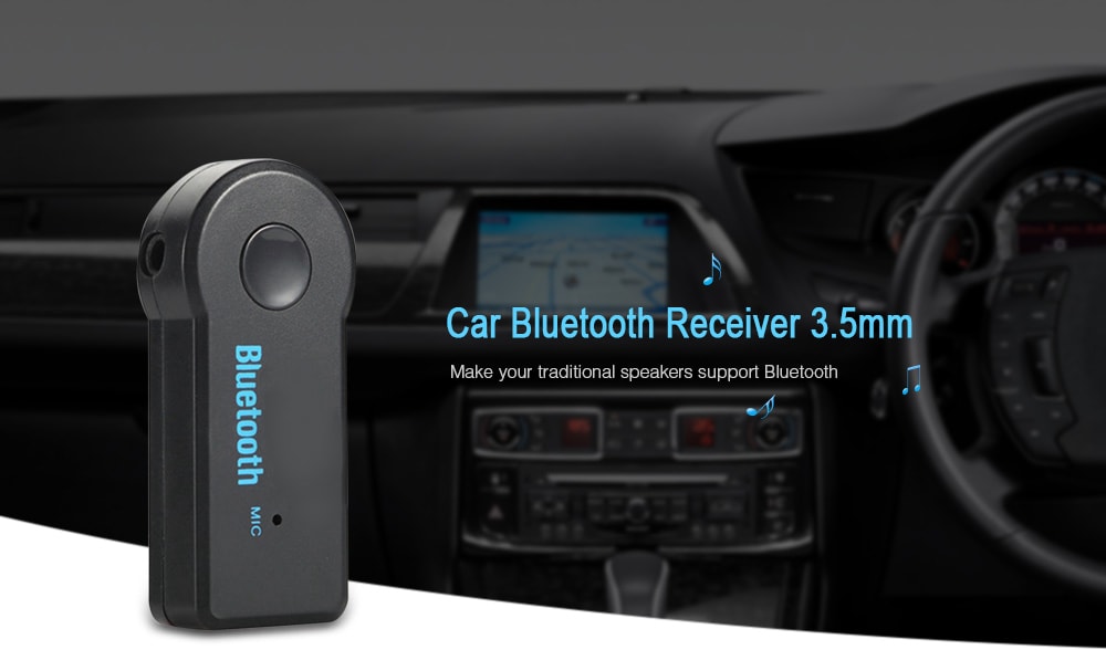 Car Bluetooth Receiver 3.5 mm Aux Audio Bluetooth Adaptor- Black Car Bluetooth Receiver 3.5 mm Aux Audio Bluetooth Adaptor- Black