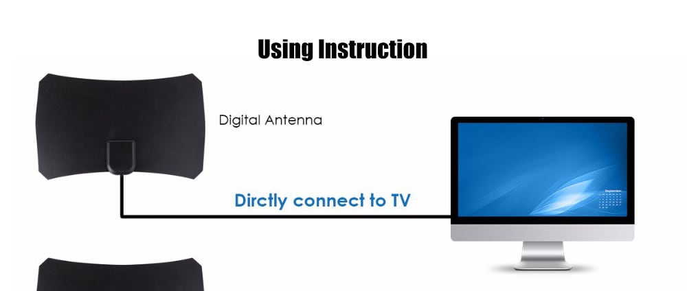 TY12 Flat High Gain HDTV High-definition Digital TV Antenna DVB-T2- Black TY12 Flat High Gain HDTV High-definition Digital TV Antenna DVB-T2- Black