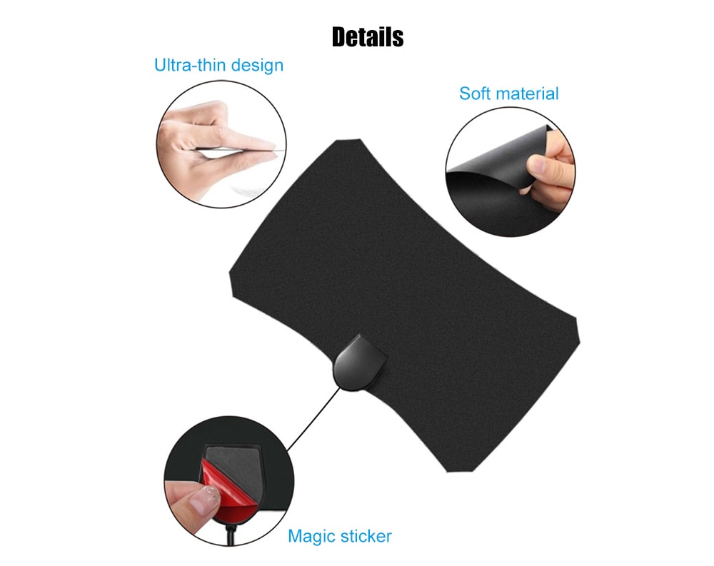 TY12 Flat High Gain HDTV High-definition Digital TV Antenna DVB-T2- Black TY12 Flat High Gain HDTV High-definition Digital TV Antenna DVB-T2- Black