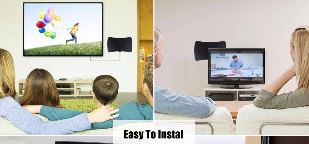 TY12 Flat High Gain HDTV High-definition Digital TV Antenna DVB-T2- Black TY12 Flat High Gain HDTV High-definition Digital TV Antenna DVB-T2- Black
