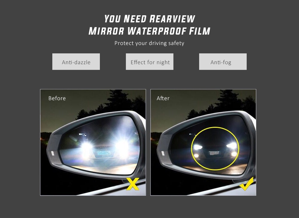 Car Rearview Mirror Waterproof Film 2pcs- Transparent circular 80mm Car Rearview Mirror Waterproof Film 2pcs- Transparent circular 80mm