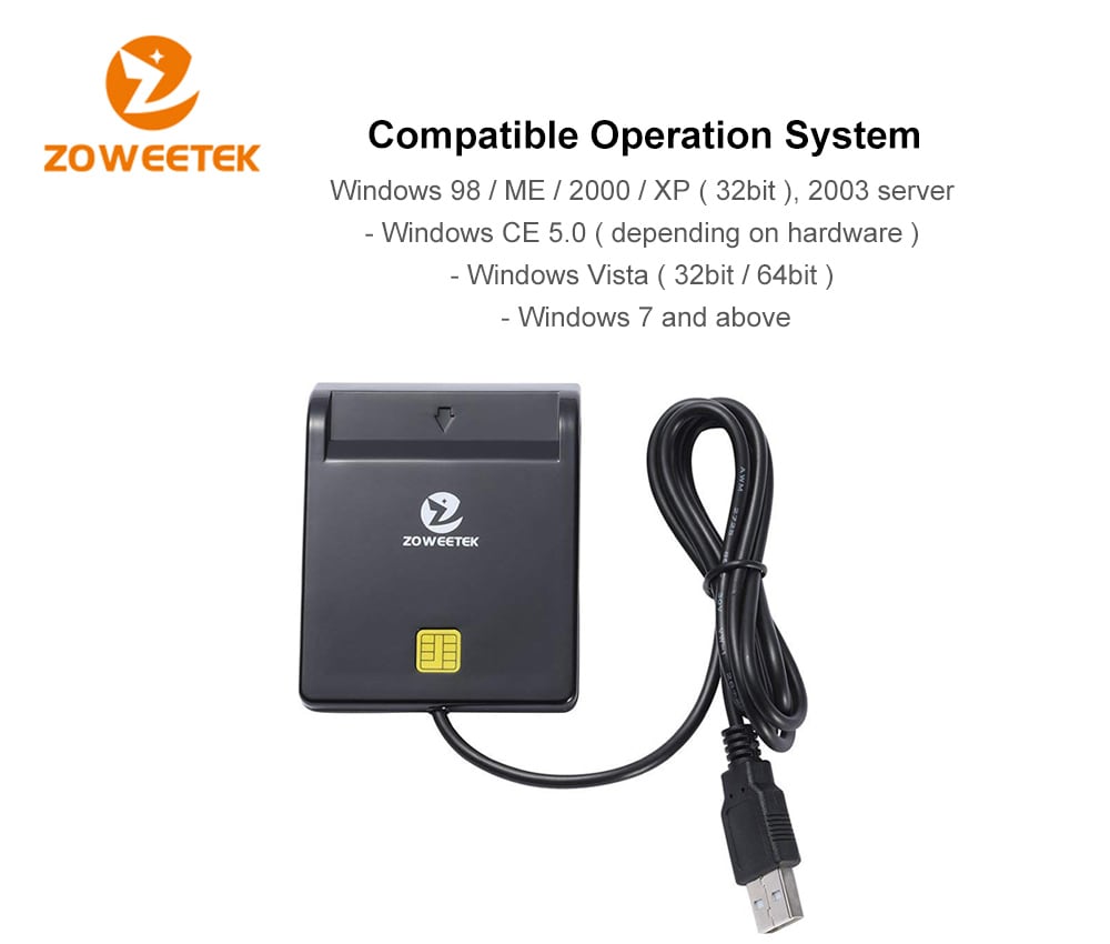 Zoweetek ZW - 12026 - 1 Easy Comm EMV USB Smart Card Reader CAC Common Access Card Reader Adapter ISO 7816 for SIM / ATM / IC / ID Cards- Black Zoweetek ZW - 12026 - 1 Easy Comm EMV USB Smart Card Reader CAC Common Access Card Reader Adapter ISO 7816 for SIM / ATM / IC / ID Cards- Black