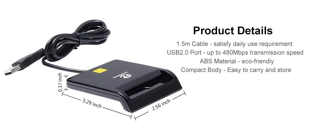 Zoweetek ZW - 12026 - 1 Easy Comm EMV USB Smart Card Reader CAC Common Access Card Reader Adapter ISO 7816 for SIM / ATM / IC / ID Cards- Black Zoweetek ZW - 12026 - 1 Easy Comm EMV USB Smart Card Reader CAC Common Access Card Reader Adapter ISO 7816 for SIM / ATM / IC / ID Cards- Black