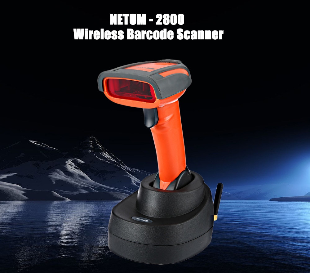 NETUM NT - 2800 Wireless 1D Barcode Scanner Rechargeable Scanister with Base- Red NETUM NT - 2800 Wireless 1D Barcode Scanner Rechargeable Scanister with Base- Red