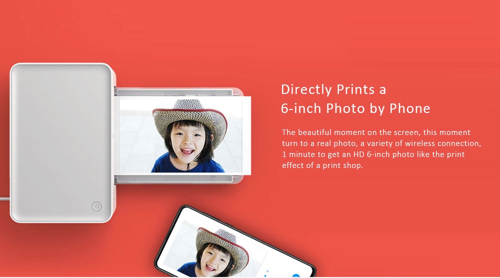 Mijia 6 inch Desktop Color Photo Printer ( Resolution 300 × 300dpi )- White Mijia 6 inch Desktop Color Photo Printer ( Resolution 300 × 300dpi )- White