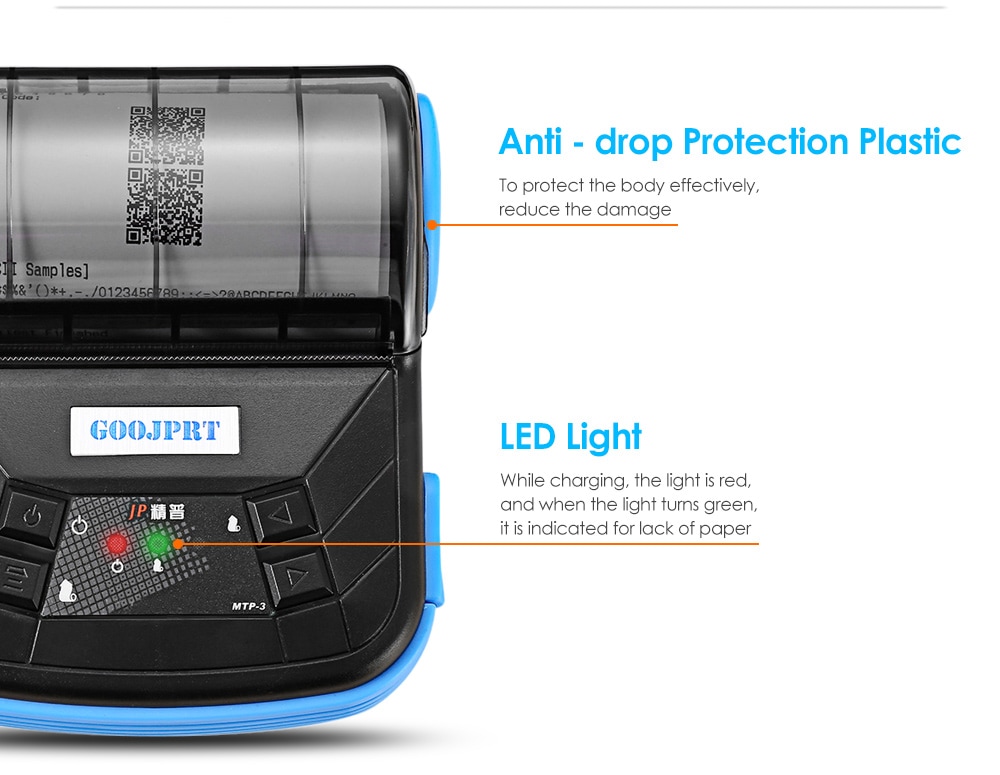 GOOJPRT MTP - 3 Portable 80mm Bluetooth 2.0 Android Thermal POS Printer- Blue EU Plug GOOJPRT MTP - 3 Portable 80mm Bluetooth 2.0 Android Thermal POS Printer- Blue EU Plug