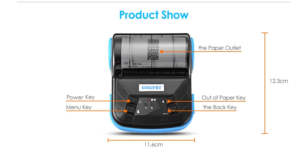 GOOJPRT MTP - 3 Portable 80mm Bluetooth 2.0 Android Thermal POS Printer- Blue EU Plug GOOJPRT MTP - 3 Portable 80mm Bluetooth 2.0 Android Thermal POS Printer- Blue EU Plug