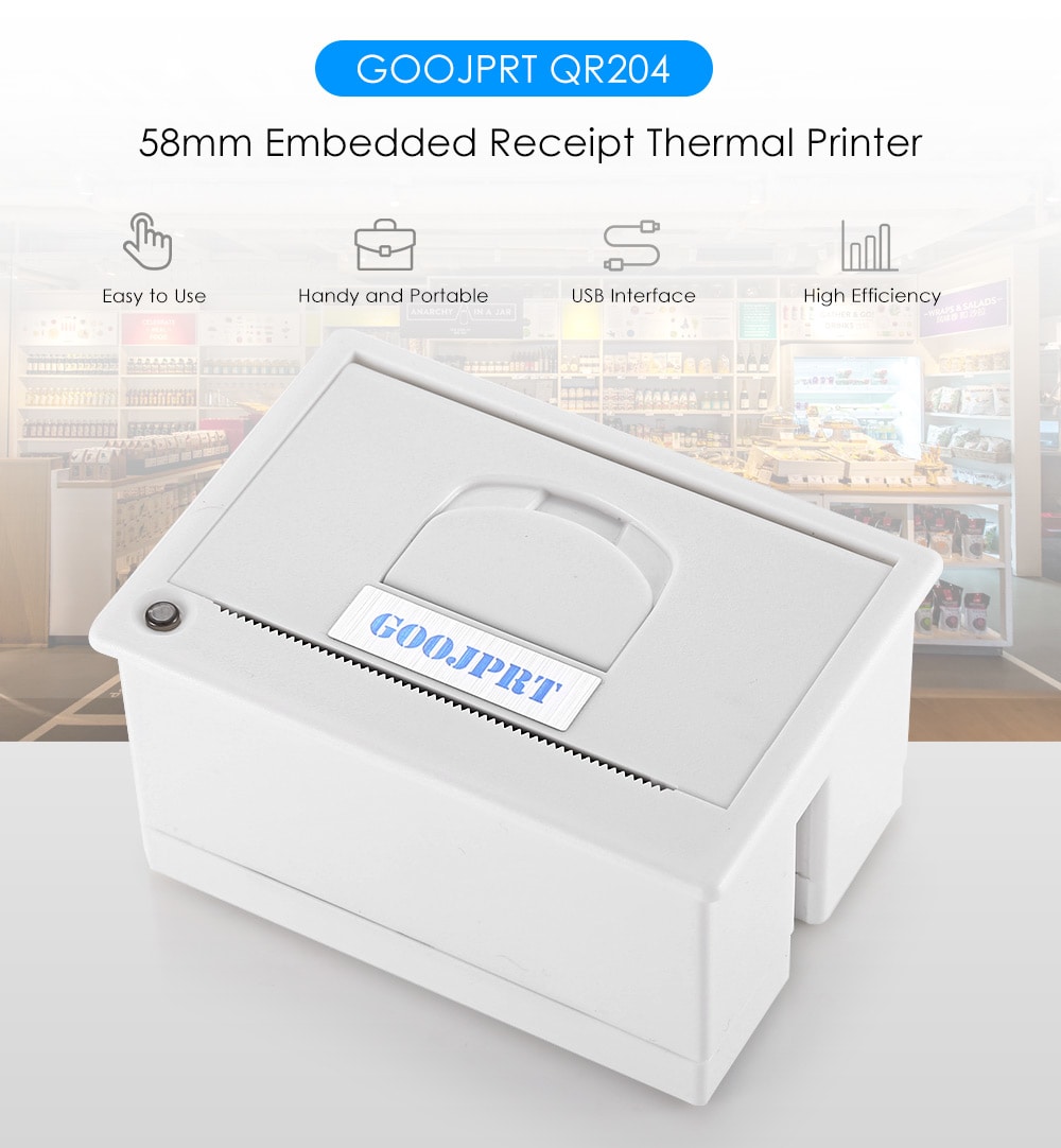 GOOJPRT QR204 58mm Super Mini Embedded Receipt Thermal Printer- White GOOJPRT QR204 58mm Super Mini Embedded Receipt Thermal Printer- White