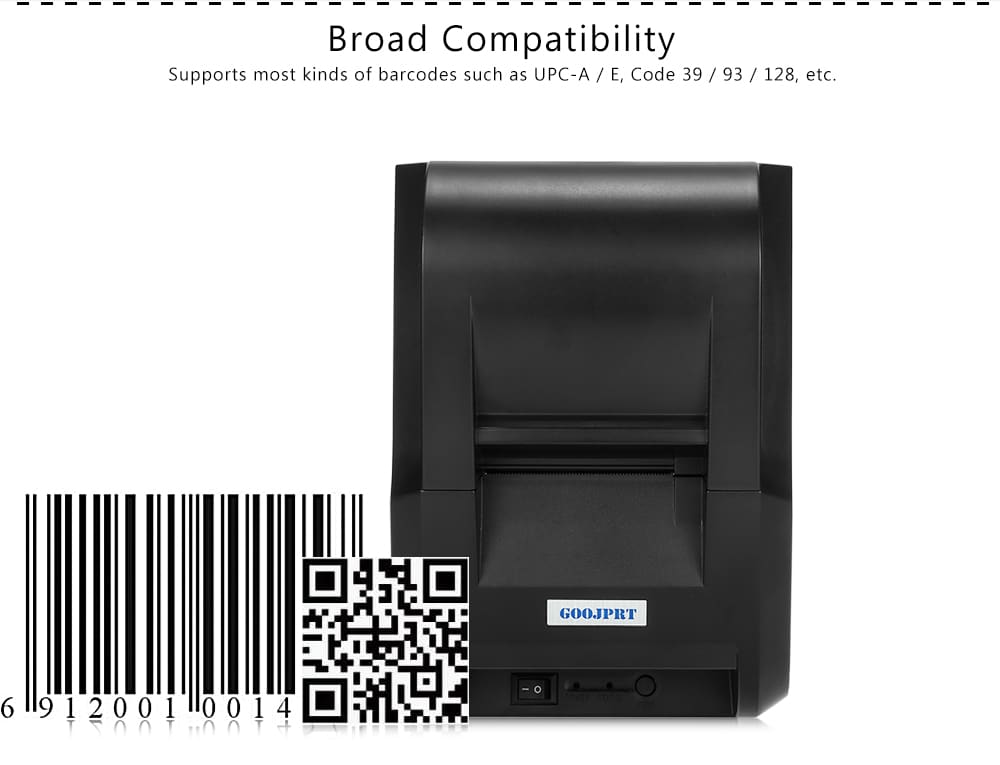 GOOJPRT 58H - USB 58MM Thermal Printer Receipt Printing Machine - Black CN PLUG GOOJPRT 58H - USB 58MM Thermal Printer Receipt Printing Machine - Black CN PLUG