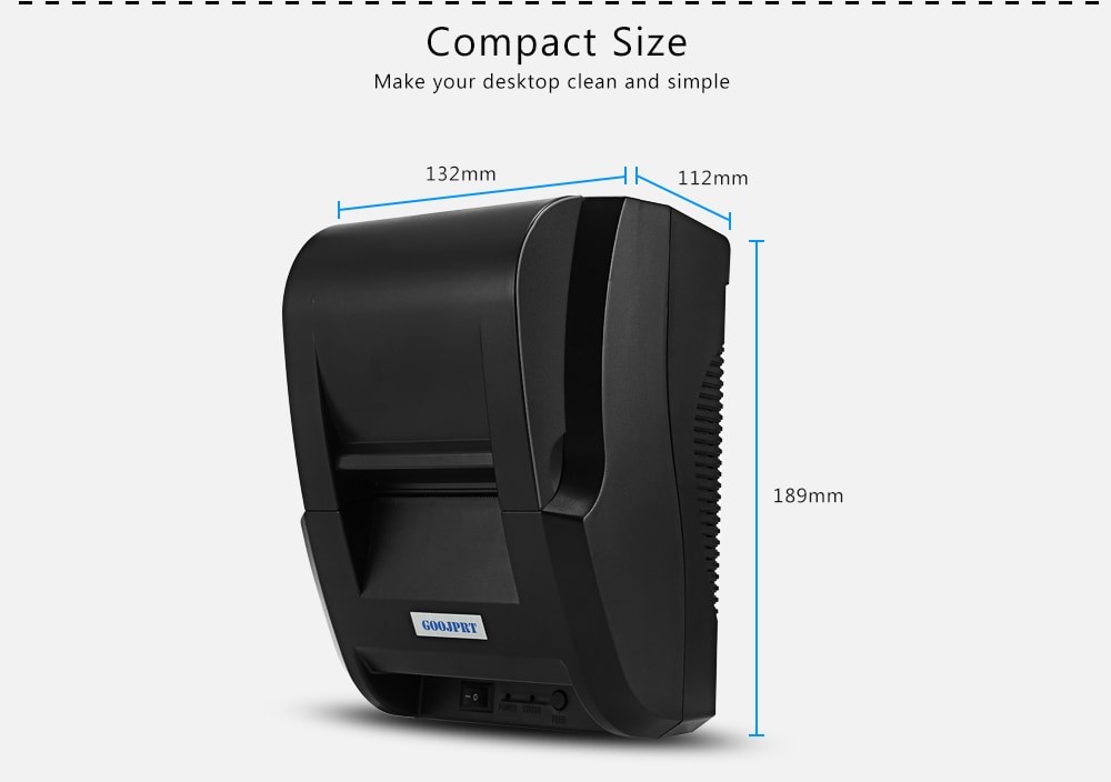 GOOJPRT 58H - USB 58MM Thermal Printer Receipt Printing Machine - Black CN PLUG GOOJPRT 58H - USB 58MM Thermal Printer Receipt Printing Machine - Black CN PLUG