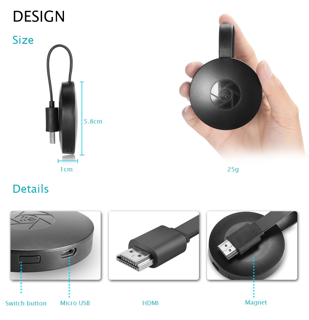 MiraScreen G2 Wireless HDMI Dongle Support Miracast Airplay- Black MiraScreen G2 Wireless HDMI Dongle Support Miracast Airplay- Black