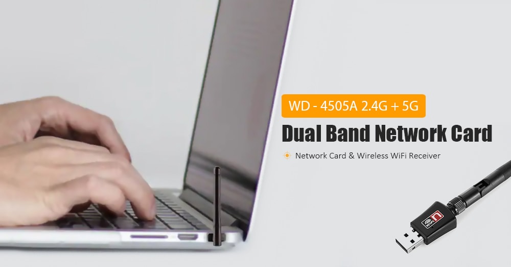 WD - 4505A 2.4G + 5G Dual Band Network Card Wireless WiFi Receiver 600M- Black WD - 4505A 2.4G + 5G Dual Band Network Card Wireless WiFi Receiver 600M- Black
