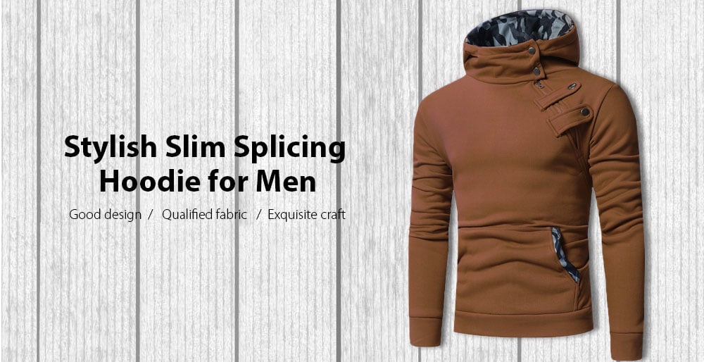 Stylish Splicing Hooded Hoodies for Men- Camel brown 2XL Stylish Splicing Hooded Hoodies for Men- Camel brown 2XL