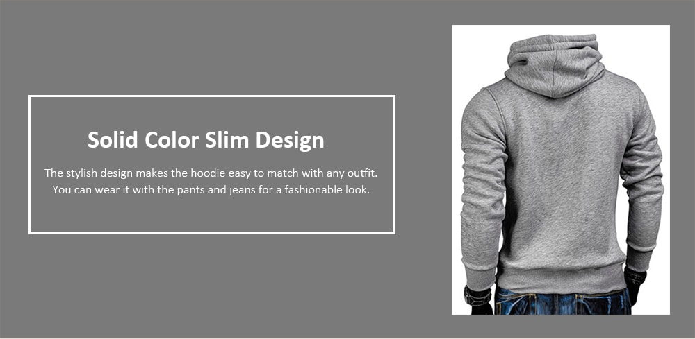 Whole Colored Drawstring Casual Hoodie- Carbon Gray L Whole Colored Drawstring Casual Hoodie- Carbon Gray L