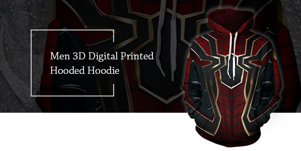 Youth Loose Digital Print Pullover Hoodie- Red 2XL Youth Loose Digital Print Pullover Hoodie- Red 2XL